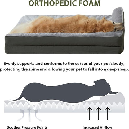 BFPETHOME Orthopedic Dog Beds for Large Dogs-Waterproof Sofa Dog Bed with Removable Washable Cover