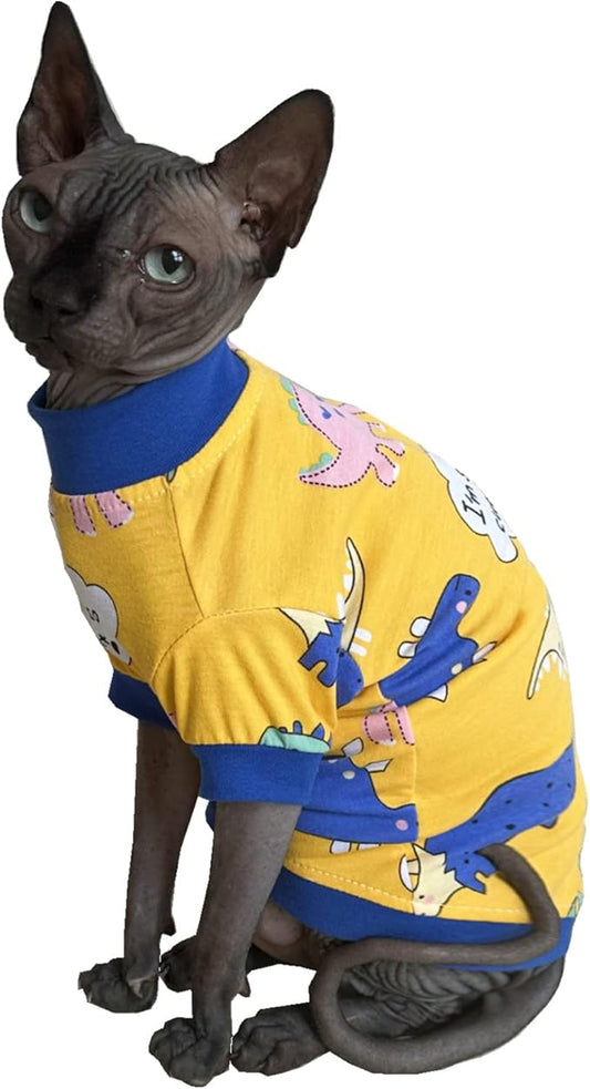 Sphynx Hairless Cat Cute Summer Cotton T-Shirts Pet Clothes (10-12 lbs))