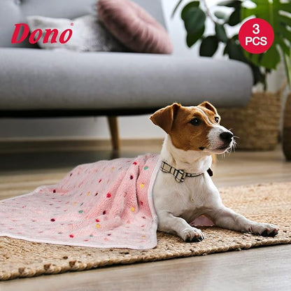 Dono 1 Pack 3 Dog Blankets, Soft Fluffy Fleece Pet Blanket Warm Sleep Mat Paw Print Design Puppy Kitten Throw Blanket Doggy Mat, Blanket for Dogs