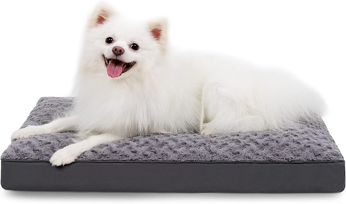 Dog Crate Bed Waterproof Dog Beds for Medium Dogs Rose Velvet Soft Fluffy Washable Dog Bed with Removable Cover & Anti-Slip Bottom 29 x 18 Inch,