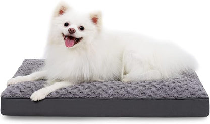 Dog Crate Bed Waterproof Dog Beds for Medium Dogs Rose Velvet Soft Fluffy Washable Dog Bed with Removable Cover & Anti-Slip Bottom 29 x 18 Inch,