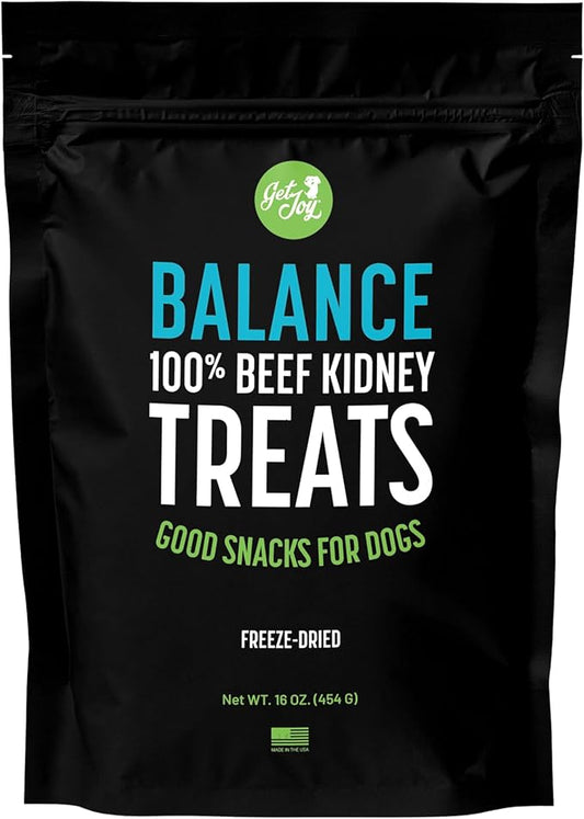 Get Joy Freeze Dried Superfood 100% Beef Kidney Dog Treats, 16 Ounce Bag, Single Ingredient Organ Meat, High Protein, Immune Health, Muscle Repair, Grain Free, Gluten Free, Made in USA