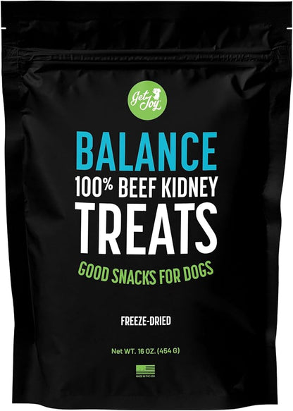 Get Joy Freeze Dried Superfood 100% Beef Kidney Dog Treats, 16 Ounce Bag, Single Ingredient Organ Meat, High Protein, Immune Health, Muscle Repair, Grain Free, Gluten Free, Made in USA