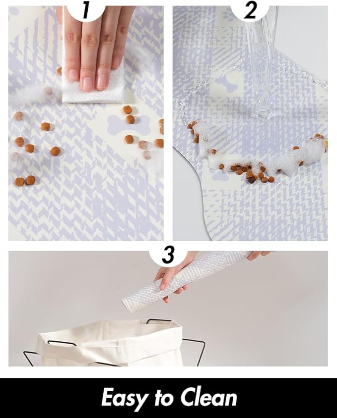 PADOOR- Dog Food Mat- Absorbent Pet Food Mat- Dog Bowl Mat Bone Shaped- Quick Dry Dog Feeding Mat 12"x19", Purple