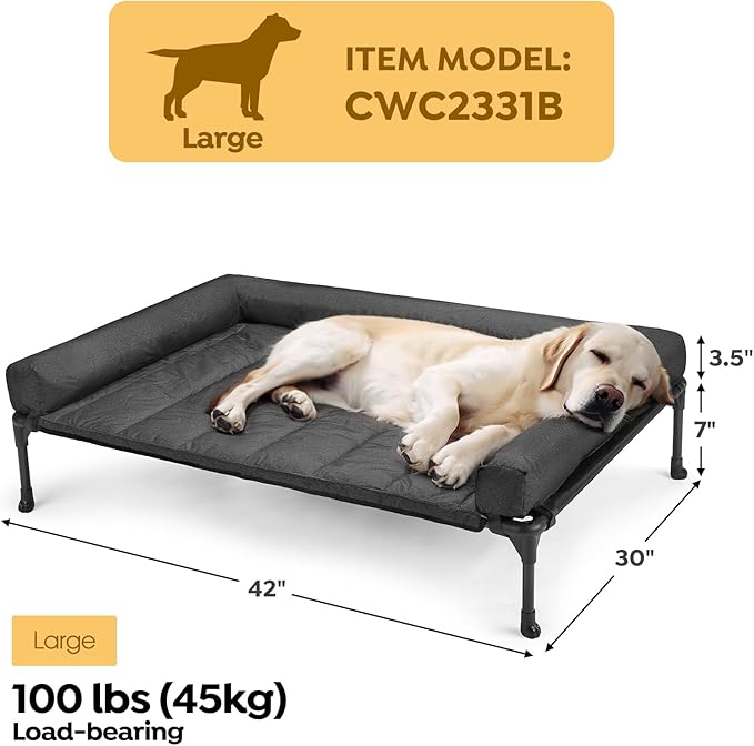 Veehoo Cooling Elevated Dog Bed + Waterproof Removable Pillow-Top Mat CWC2331B