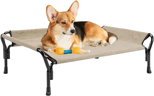 Veehoo Medium Elevated Dog Bed 35"L x 26"W x 11"H, Beige