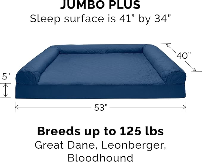 Furhaven Memory Foam Dog Bed for Large Dogs w/ Removable Bolsters & Washable Cover 125 lbs