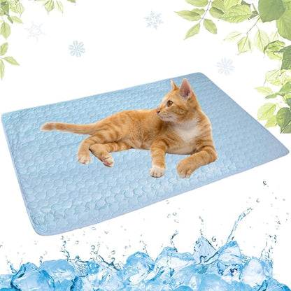Dog Cooling Mat Washable Blue,11x15in)