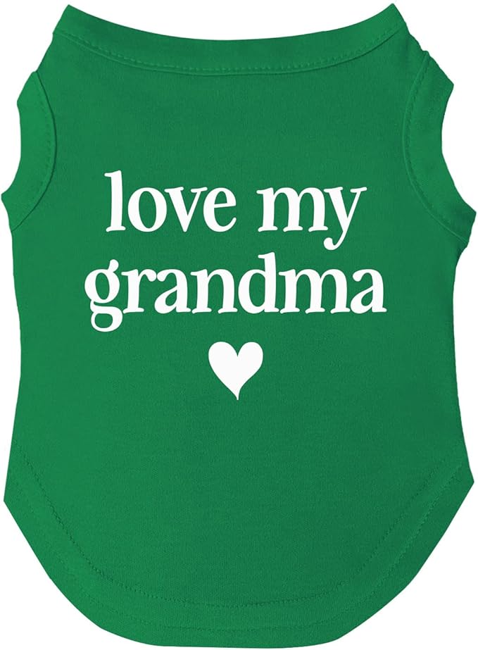 Love My Grandma Valentine's Day Dog Tee Shirt Sizes for Puppies, Toys, and Large Breeds (Green, Small 399)