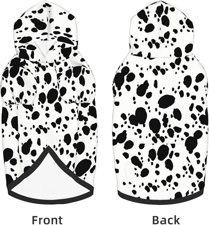 Cute Dalmatian Print Dog Hoodies，Dog Clothes with Pocket