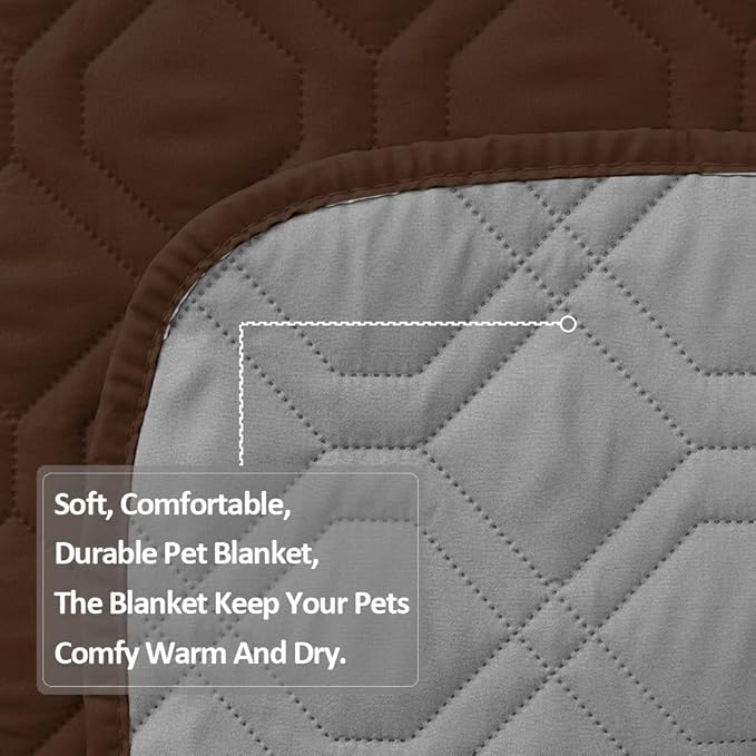 Waterproof Dog Bed Covers for Couch Protection Dog Pet Blanket Furniture Protector (52“X82”, Chocolate+Grey)