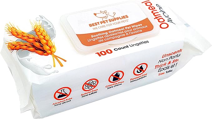 Best Pet Supplies 8" x 9" Pet Grooming Wipes for Dogs & Cats 100 Pack,