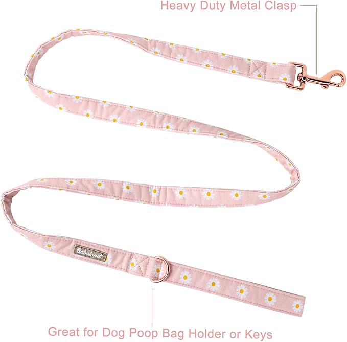 Spring Dog Leash Durable Handmade Baby Pink Daisy 150cm
