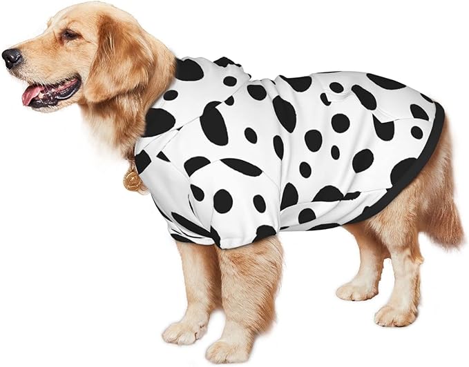 Cute Dalmatian Print Dog Hoodies，Dog Clothes with Pocket
