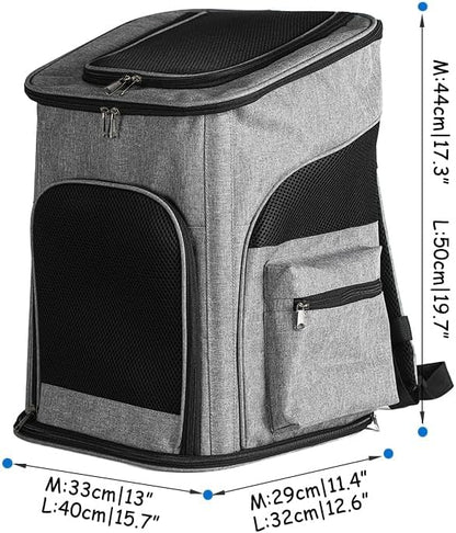 Pet Carrier Backpack with Sturdy Steel Frame for Easy Travel & Comfort, Privacy-Focused Pet Carrier Backpack for Secret Adventures (Black, L:40 32X50CM/15.7"X12.6"X19.7")