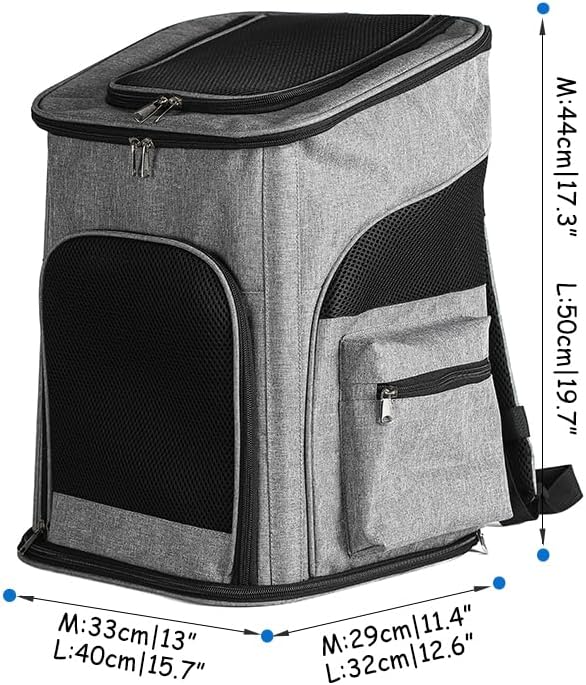 Pet Carrier Backpack with Sturdy Steel Frame for Easy Travel & Comfort, Privacy-Focused Pet Carrier Backpack for Secret Adventures (Black, M:33X29X44CM/13"X11.4"X17.3")