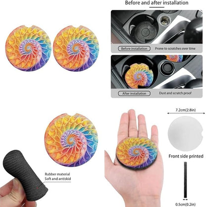 Gradient Colorful Painting Car Seat Covers Set for Women Men Seat Belt Strap Cover