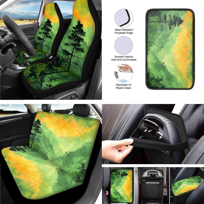Pine Trees Woodlands Headrest Cover Aesthetic Tree Seat