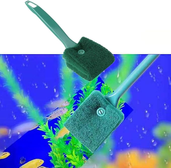 Fish Tank Brush Aquarium Cleaning Tool Green Fish Tank Double-Sided Cleaning Brush for Cleaning Fish Tanks(Short Handle Green*4)