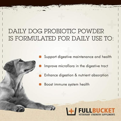 Daily Dog Probiotic 30 Servings - Support Natural Digestion, Treat & Prevent Diarrhea - Probiotics, Prebiotics & Digestive Enzymes All in One Tasty Probiotic Powder for Dogs