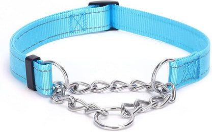 Martingale Dog Collar with Stainless Steel Chain and Leash Set 5FT Double