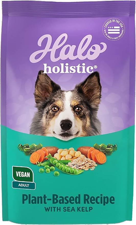 Halo Holistic Plant-Based Recipe with Kelp, Complete Digestive Health, Vegan Dry Dog Food Bag, Adult Formula, 10-lb Bag