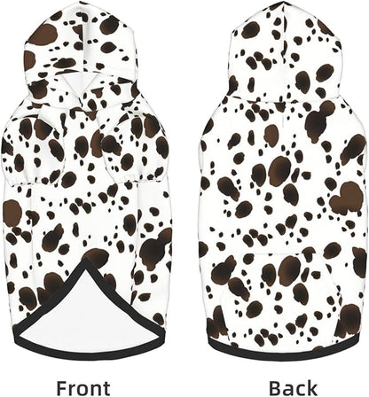 Cute Dalmatian Print Dog Hoodies，Dog Clothes with Pocket