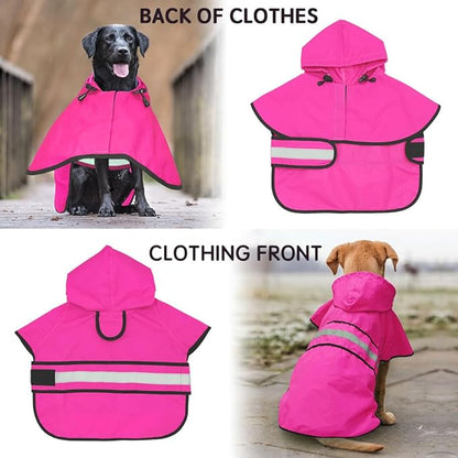 Candofly Dog Raincoat Reflective Dog Rain Jacket Waterproof Hooded Ponch Dog Rain Coat for Small Medium Large Dogs (Pink