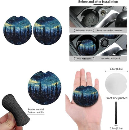 Starry Night Pine Trees13 PCS Car Accessories Set