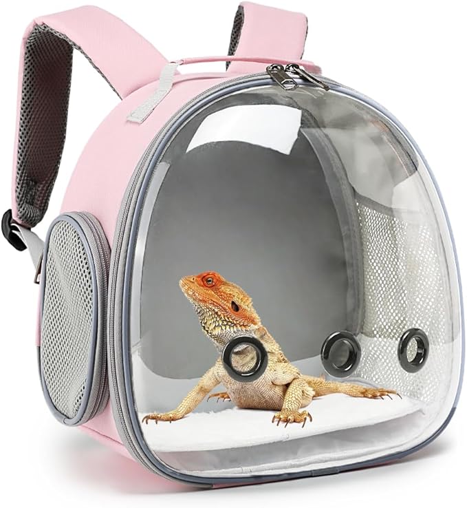 Small Animal Carrier Backpack Space Capsule Bubble Window Carrier Backpack for Lizard Guinea Pig (Pink)