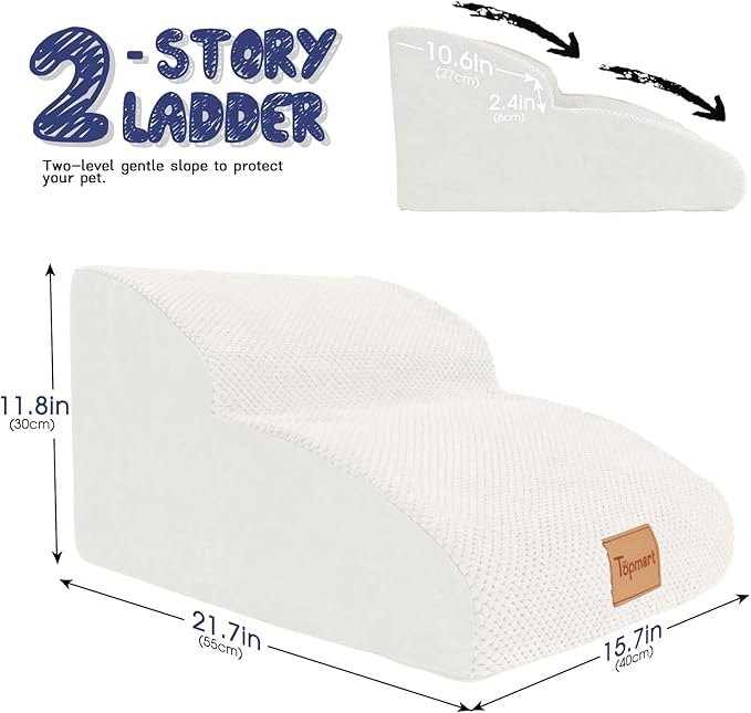 Topmart High Density Extended Foam Dog Ramp&Steps 2 Tiers 11.8" High,Non-Slip