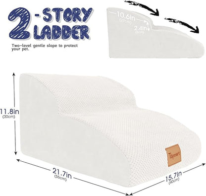 Topmart High Density Extended Foam Dog Ramp&Steps 2 Tiers 11.8" High,Non-Slip