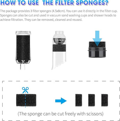 Aquarium Bio Sponge Fitler, Fish Tank Sponge Filter, Aquarium Filter Media Sponge Filter Kit for 32W Electric Aquarium Gravel Cleaner (6 Pieces)