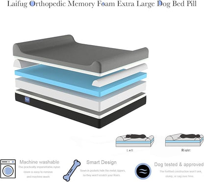 Laifug Orthopedic Memory Foam Extra Large Dog Bed Pillow(50"x36"x10"
