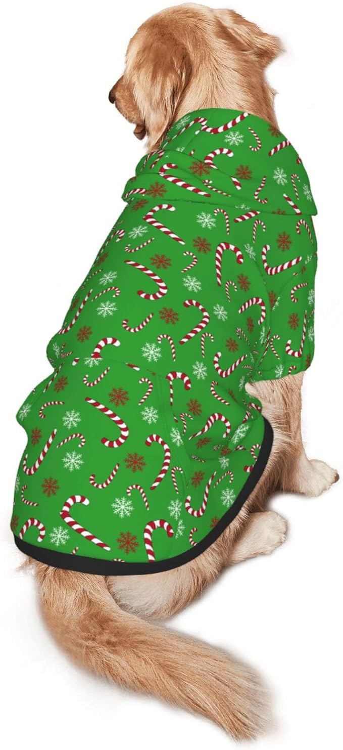 TQD Green Candy Cane Dog Hoodie Cute Cow