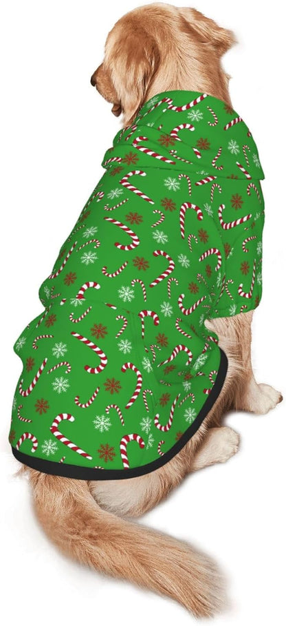 TQD Green Candy Cane Dog Hoodie Cute Cow