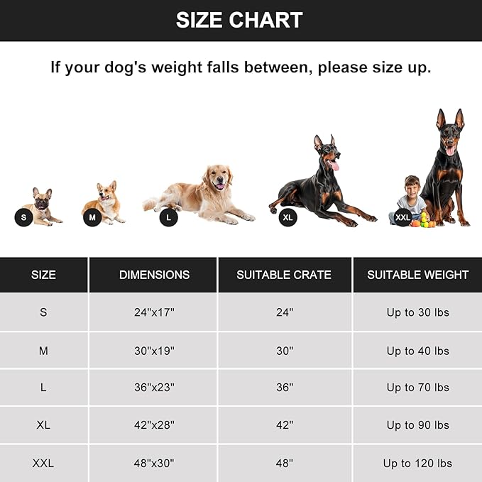 Premium Washable Dog Beds XL Sized Dog 42 Inch 90 lbs, 42" x 28", Dark