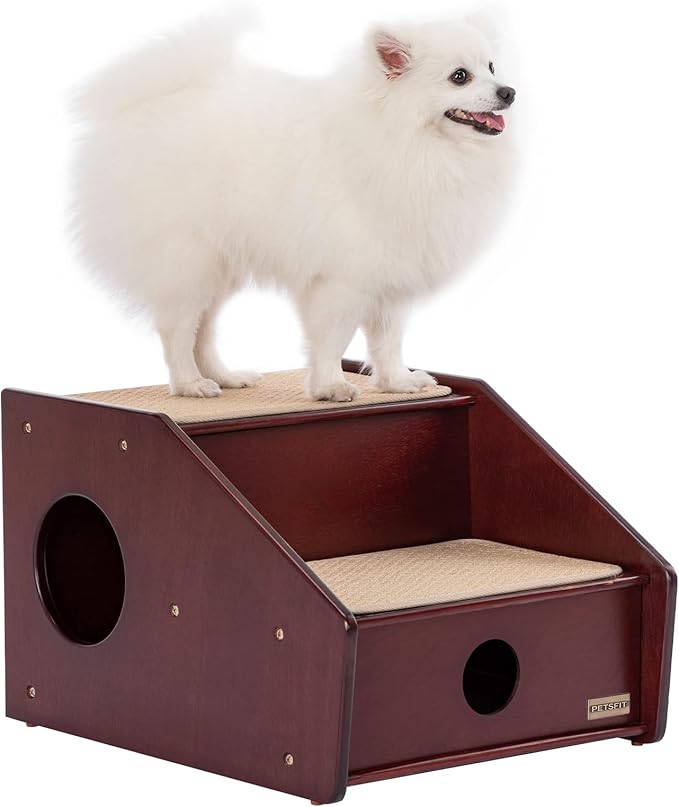 Petsfit Wooden cat ramp for Old Cats Red(21x17x14 inch)