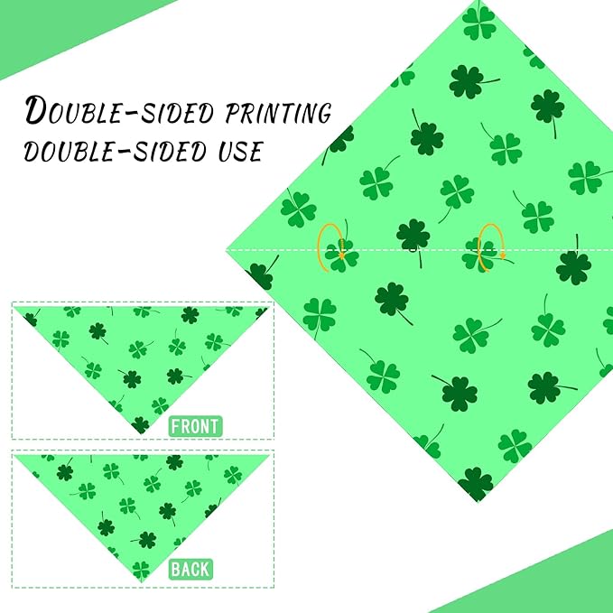 Clover Dog Bandana Washable Pets Scarf Triangle Adjustable Handkerchief