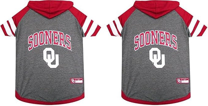 NCAA Oklahoma Sooners Hoodie for Dogs & Cats, Small. | Collegiate Licensed Dog Hoody Tee Shirt | Sports Hoody T-Shirt for Pets | College Sporty Dog Hoodie Shirt (Pack of 2)