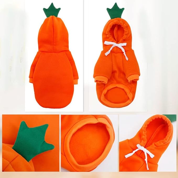 Dog Christmas Halloween Costumes,Dog Hoodies for Small Dogs Cats, Cat Puppy Outfits,Yorkie Chihuahua Pomeranian Clothes (Large, Orange-Carrot)