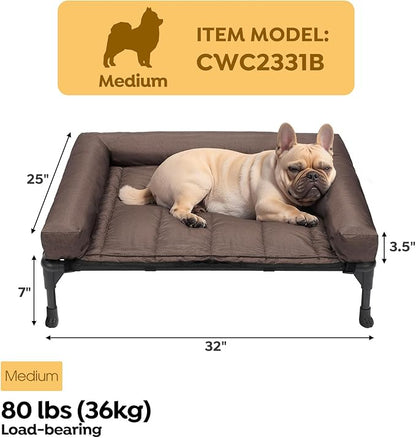 Veehoo Cooling Elevated Dog Bed + Waterproof Removable Pillow-Top Mat CWC2331B