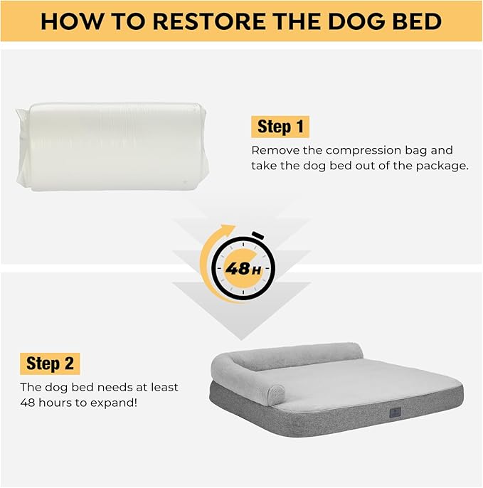 Veehoo Orthopedic Dog Bed with Bolster for Medium Large Dogs 60 lbs,