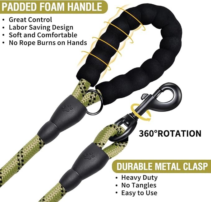 COOYOO Dog Leash 5/6 FT with Comfortable Padded