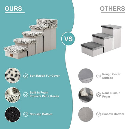 C0ZY KISS Dog Storage Stairs for Bed 21" H 39.7x13x21.2in, Leopard, 5 Tiers