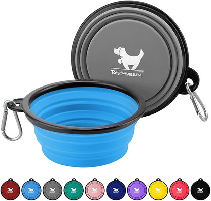 Collapsible Dog Bowls for Travel, 2-Pack Dog Portable Water Bowl for Dogs Cats Pet Foldable Feeding Watering Dish for Traveling Camping Walking with 2 Carabiners, BPA Free