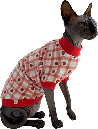 Sphynx Hairless Cat Cute Summer Cotton T-Shirts Pet Clothes 1))