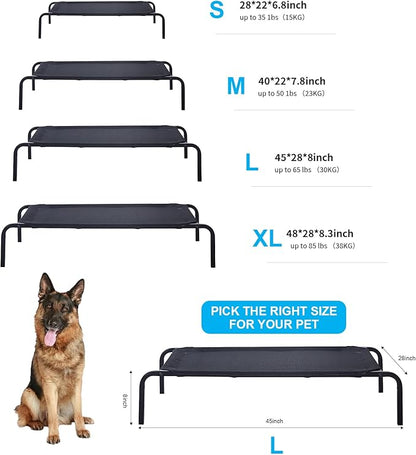 Portable Raised Cooling Steel-Framed Elevated Pet Bed