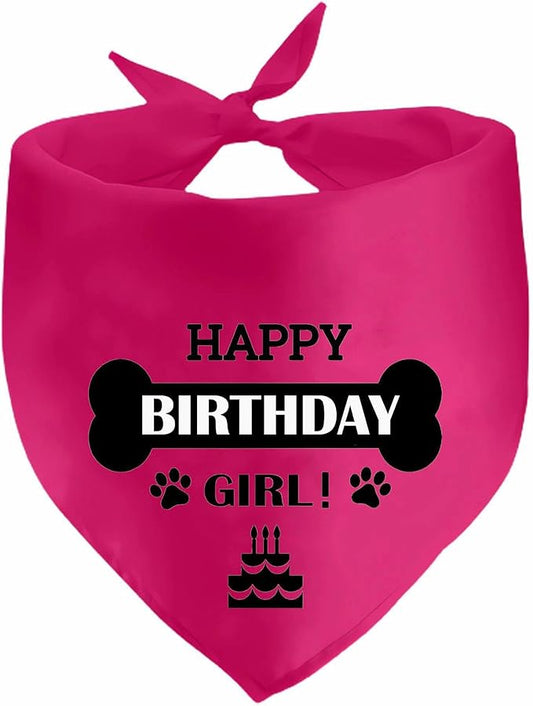Dog Birthday Bandanas Dog Birthday Girl Dogs Pet Scarf Photo Prop Accessories for Dog Lover Dog Birthday Party Supplies for Small Medium Larger Dogs, Pink