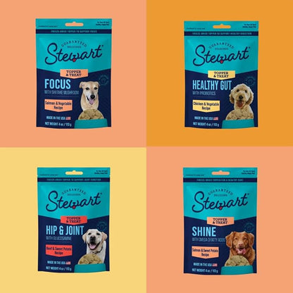 Stewart Freeze Dried Dog Food Topper, Healthy Gut, Chicken and Vegetable Recipe, 4 Ounce Pouch, Probiotics for Digestion